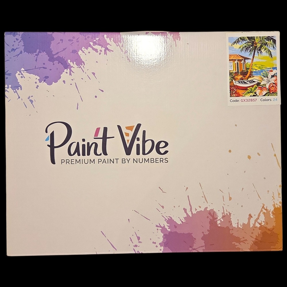 Paint Vibe Premium Paint by Numbers Kit Tropical Beach GX32857 24 Colors New